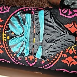 NWT Amazon Womens Bakini Size XL Black blue green high-waisted